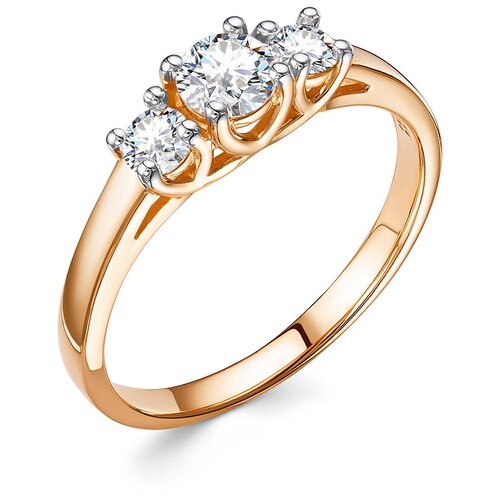 Кольцо с 3 бриллиантами из красного золота 94899 VESNA jewelry, размер 17