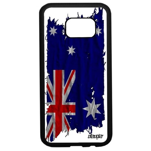 фото Ударопрочный чехол на смартфон // samsung galaxy s7 // "флаг австралии на ткани" стиль дизайн, utaupia, белый
