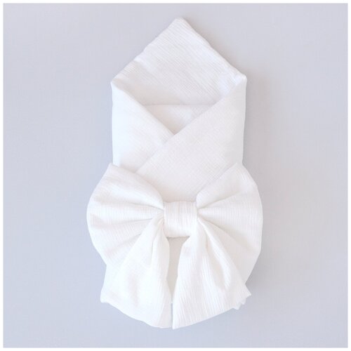 Одеяло на выписку KiDi «Муслиновое» с бантом на резинке летнее молочный 90х90 см