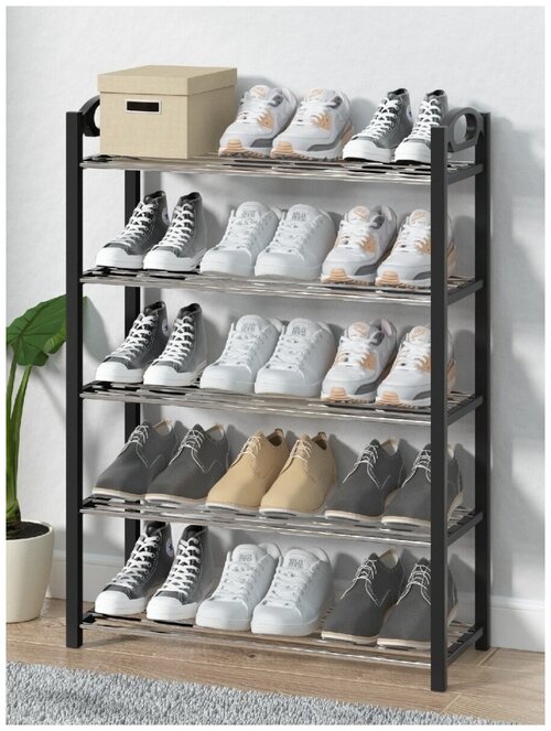 Обувница GEEK LIFE, этажерка для хранения обуви, стеллаж для обуви, полка для обуви 65х25.5х82 см, черный