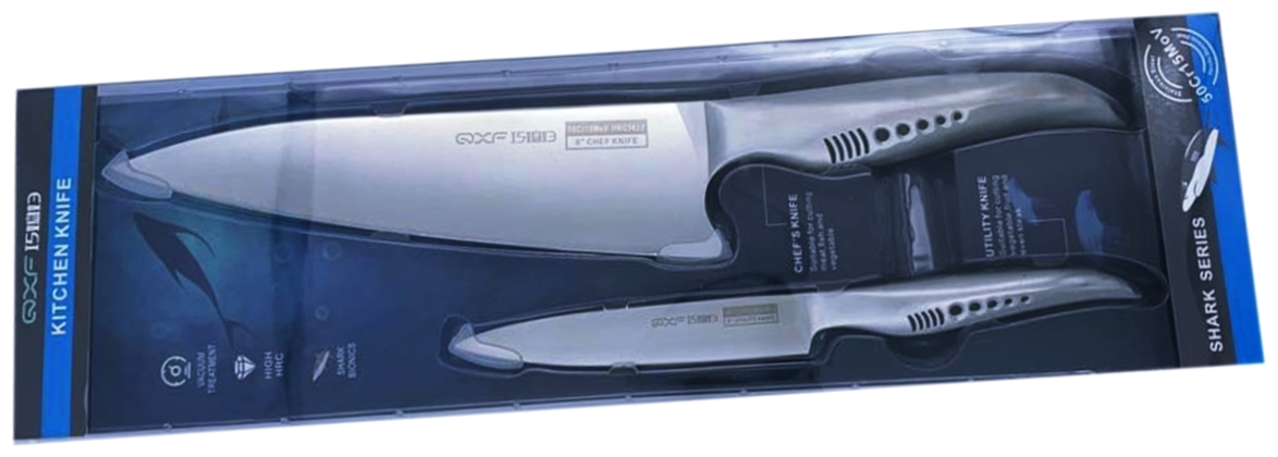 Набор кухонных ножей «QXF SHARK» R-53-2, сталь 50Cr15MoV (Шеф-нож, универсал)