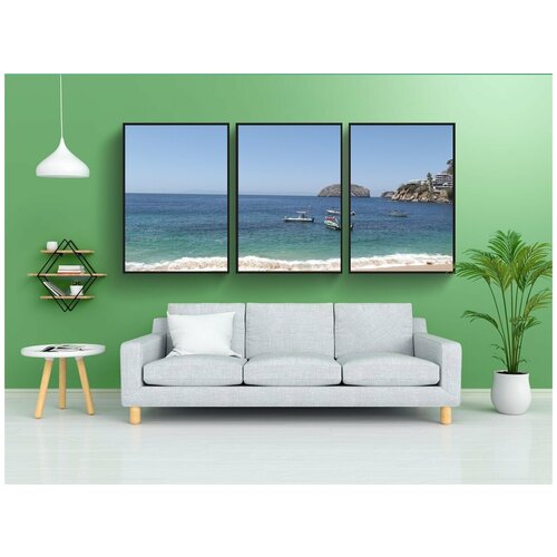 фото Набор модулных постеров для интерьера "пляж, солнце, дорогой" 60x90 см. в тубусе, без рамки lotsprints