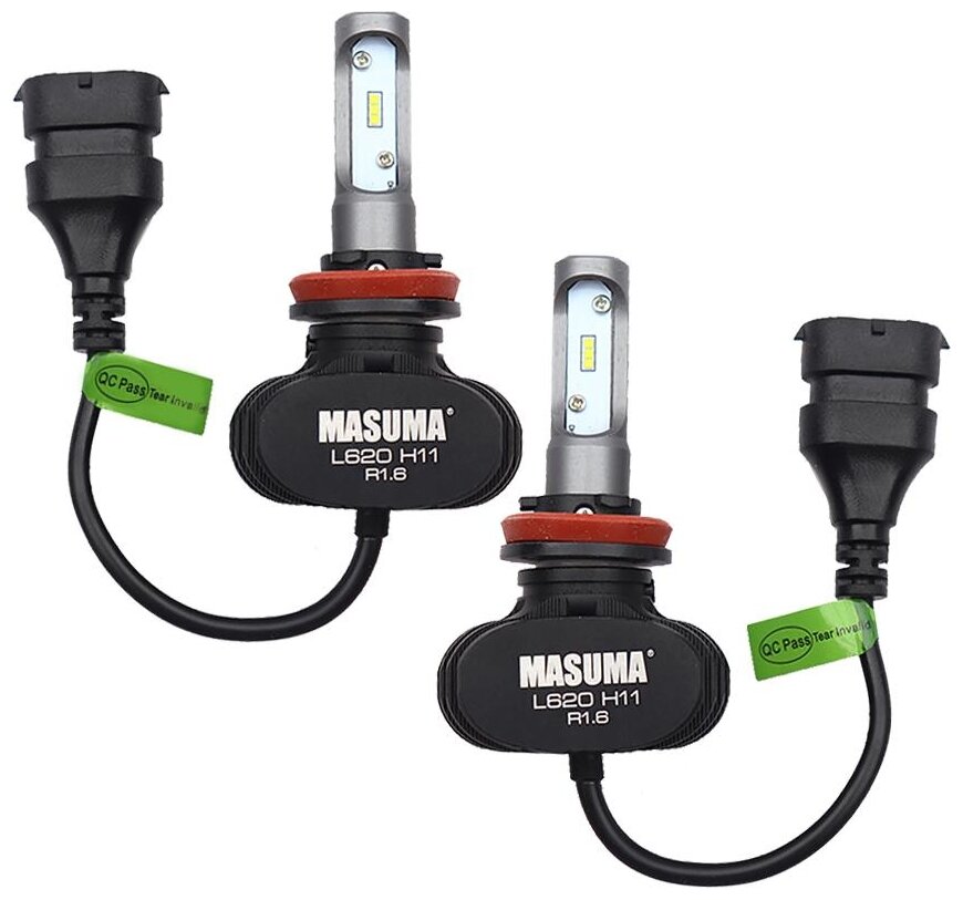 Masuma лампы светодиодные masuma led h11 6000k 4000lm pgj19-2, комплект 2шт l620