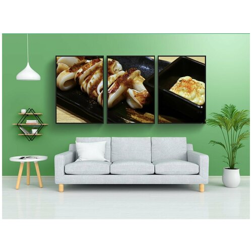 фото Набор модулных постеров для интерьера "кальмар, японский, жареный" 60x90 см. в тубусе, без рамки lotsprints