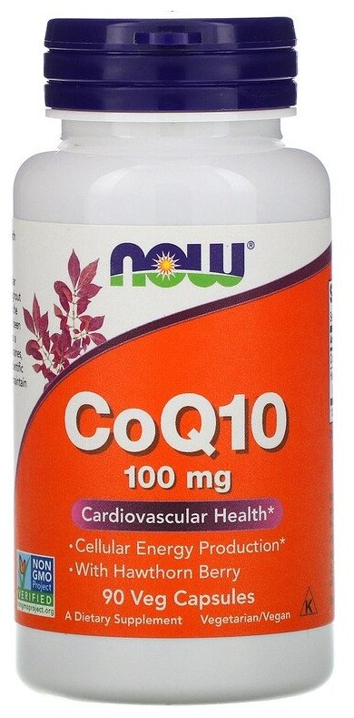 Капсулы NOW CoQ10 с ягодами боярышника, 100 мг, 90 шт.