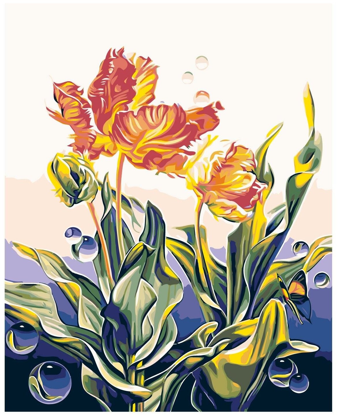 Картина по номерам, "Живопись по номерам", 40 x 50, F46, цветы, живопись, Акварель, натюрморт, тюльпаны