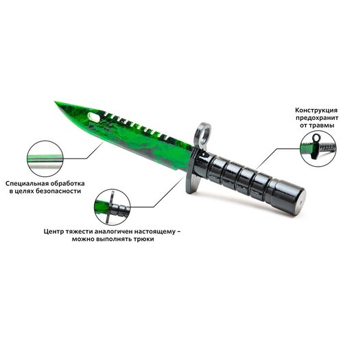 MASKBRO Деревянный штык нож М9 байонет Зеленый, NFT токен и криптокошелек в подарок при покупке, из ксго игрушечное оружие кс го императрица