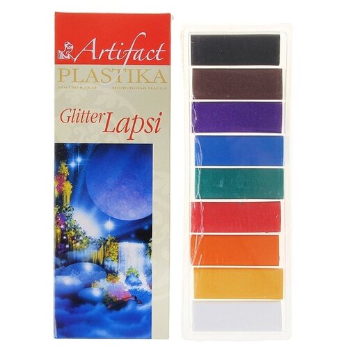 Купить Пластика - полимерная глина набор LAPSI GLITTER 9 классических цветов с блестками 180г, elStore