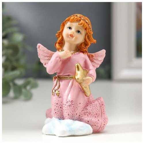 фото Сувенир полистоун "девочка-ангел в розовом платье с голубем/звездой" 9.5х4.8х5.8 см сима-ленд