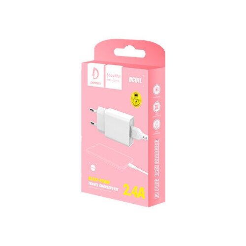 Зарядное устройство Denmen DC01L USB + кабель для iPhone /iPad White