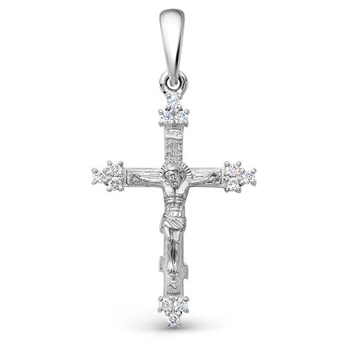 Православный крест с 12 бриллиантами 0.06 карат из белого золота 98860 VESNA jewelry