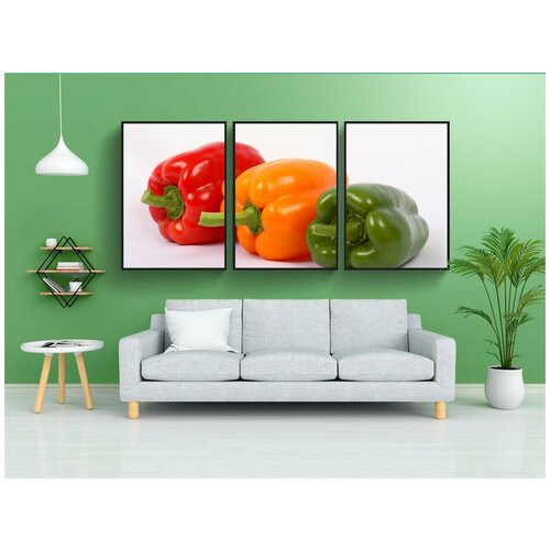 фото Набор модулных постеров для интерьера "овощ, красный, сладкий перец" 60x90 см. в тубусе, без рамки lotsprints