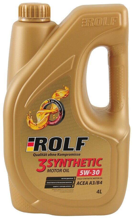 Масло моторное ROLF 3-SYNTHETIC 5W30 синтетика 4 л 322733