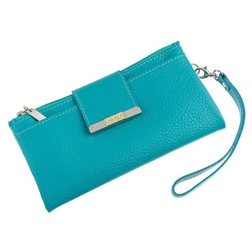 фото Кошелек женский из натуральной кожи, маленький бумажник для денег, портмоне на каждый день бирюзовый cro-s-33-325 кроко