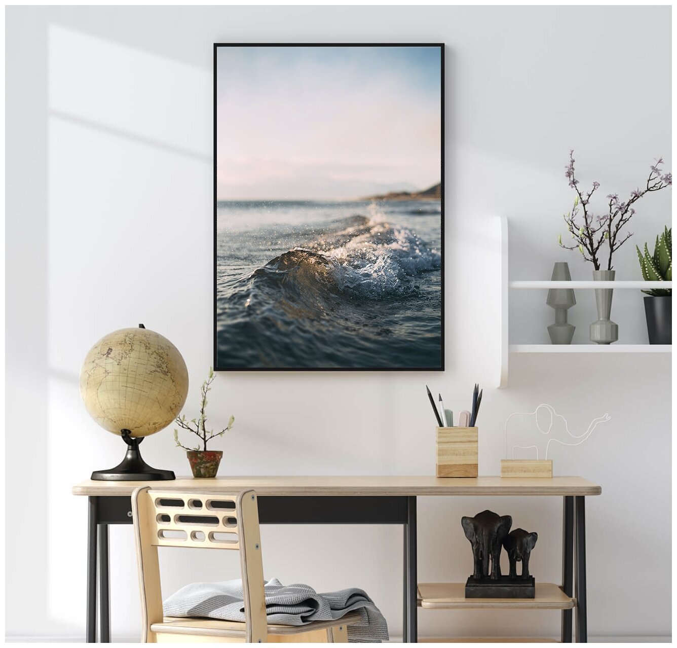 Постер "Волна на закате" без рамы 40x50 см на стену для интерьера