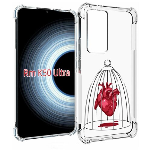 Чехол MyPads сердце в клетке для Xiaomi 12T / Redmi K50 Ultra задняя-панель-накладка-бампер