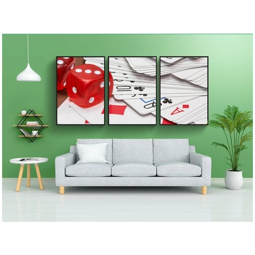 фото Набор модулных постеров для интерьера "игральная кость, играть в азартные игры, карточная игра" 60x90 см. в тубусе, без рамки lotsprints
