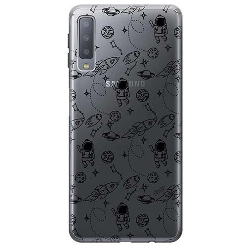 фото Ультратонкий силиконовый чехол-накладка для samsung galaxy a7 (2018) с 3d принтом "space" gosso