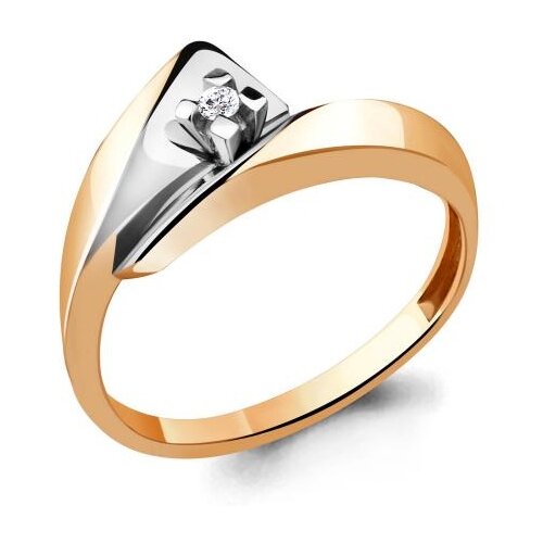 Кольцо AQUAMARINE, золото, 585 проба, бриллиант, размер 16.5
