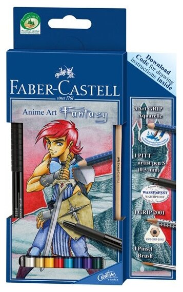 Faber-Castell Акварельные карандаши "Art Grip" Anime Manga фантазия + кисточка sela