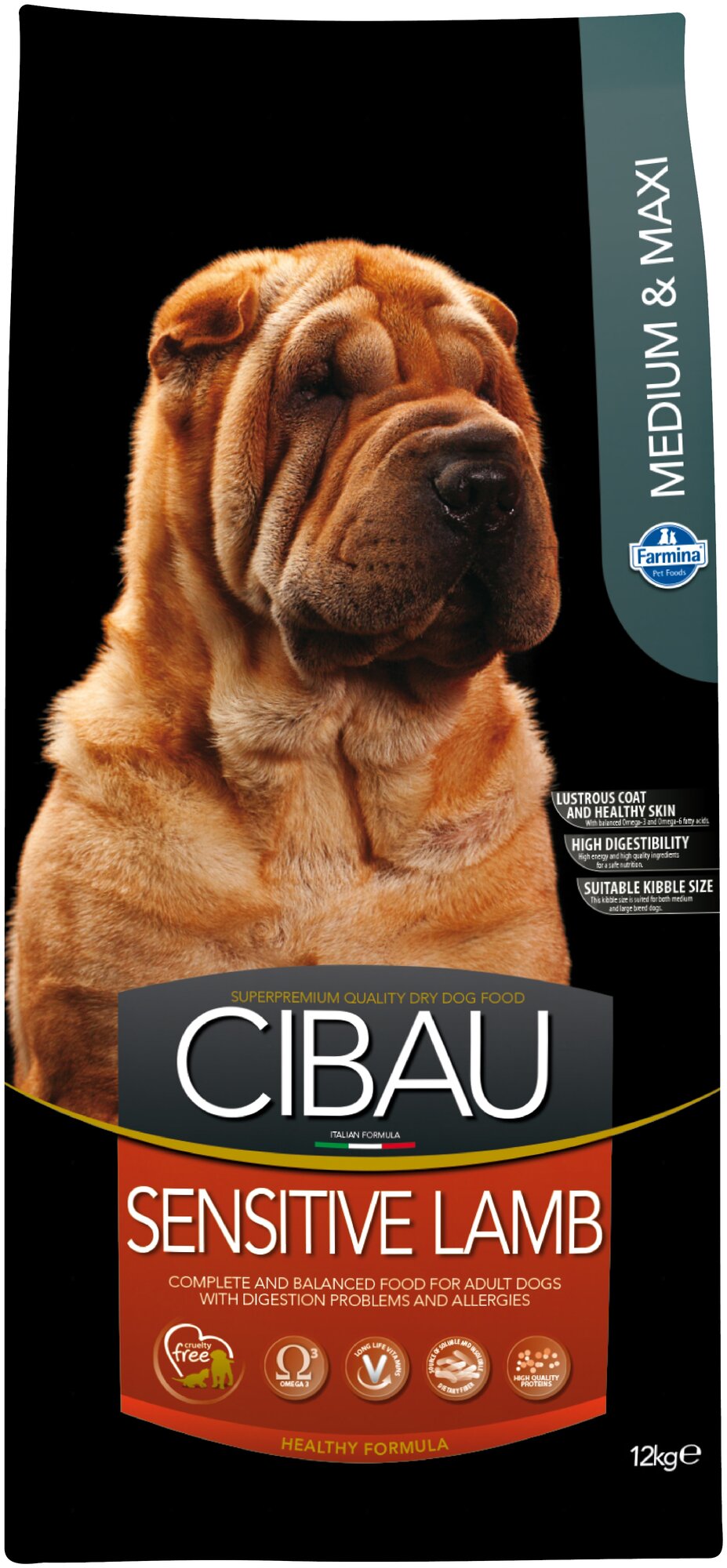 CIBAU SENSITIVE LAMB MEDIUM/MAXI для взрослых собак средних и крупных пород при аллергии с ягненком (12 кг)