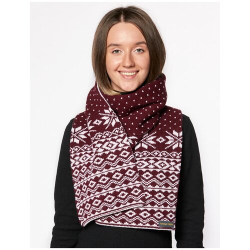 фото Шарф теплые звери, женский, рисунок снежинка