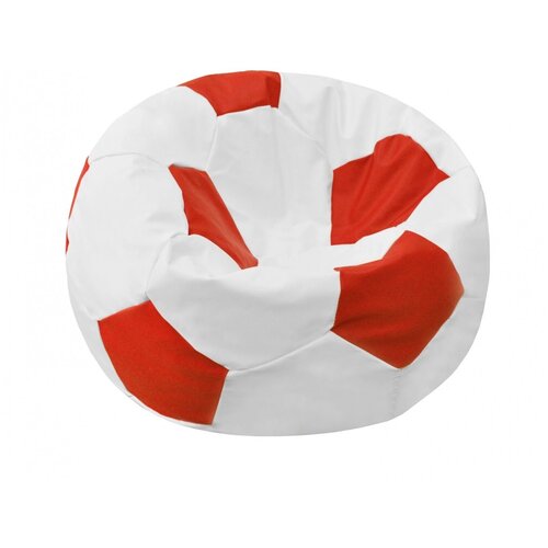 фото Кресло-мешок мяч пазитифчик бело-красный (экокожа) 80х80 см