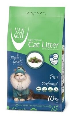 Van Cat Комкующийся наполнитель без пыли с ароматом Соснового леса, пакет (Pine) | Pine, 5 кг