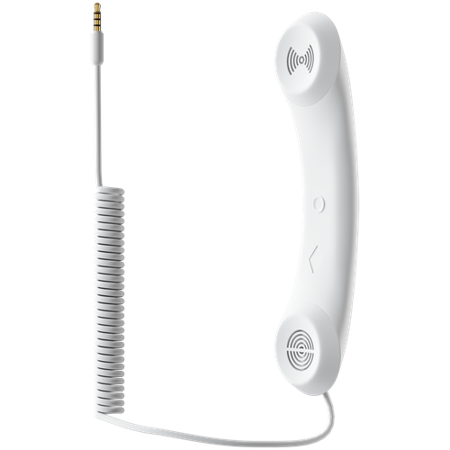 Телефонная трубка GSMIN Bellphone гарнитура с микрофоном для смартфона Mini Jack 3.5мм (Белый)