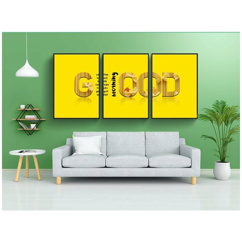 фото Набор модулных постеров для интерьера "утро, доброе утро, меню завтрака" 60x90 см. в тубусе, без рамки lotsprints