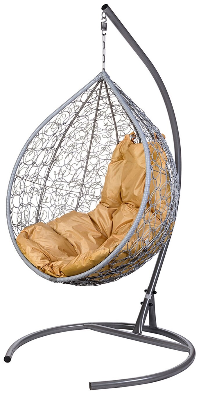 Кресло подвесное ювимет "Tropica" серое со стойкой коричневая подушка (чехол в подарок)