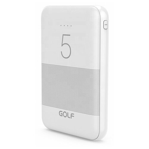 фото Внешний аккумулятор golf g95/ powerbank 5000 mah/usb 1а, 2.1a/белый