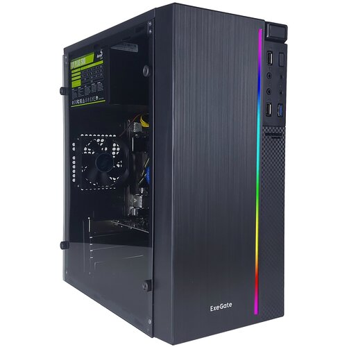 фото Компьютер игровой rogitel level-s ? core i3 10100f / 8gb ddr4 / 480gb ssd / nvidia geforce gt 1030 2gb / h410m / 500w / windows 10 pro