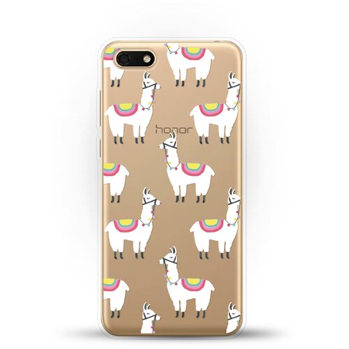 фото Силиконовый чехол белые ламы на huawei y5 prime (2018) andy & paul