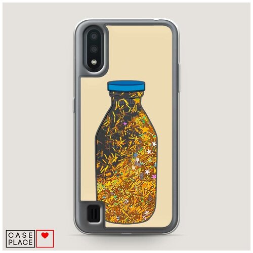 фото Чехол жидкий с блестками samsung galaxy a01 бутылка dreams case place