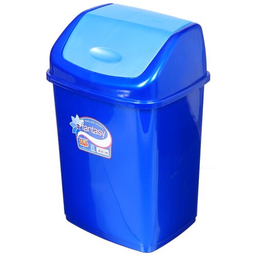 Мусорный контейнер пластик, 10 л, прямоугольный, плавающая крышка, синий перламутровый, Dunya Plastik, Sympaty, 09402