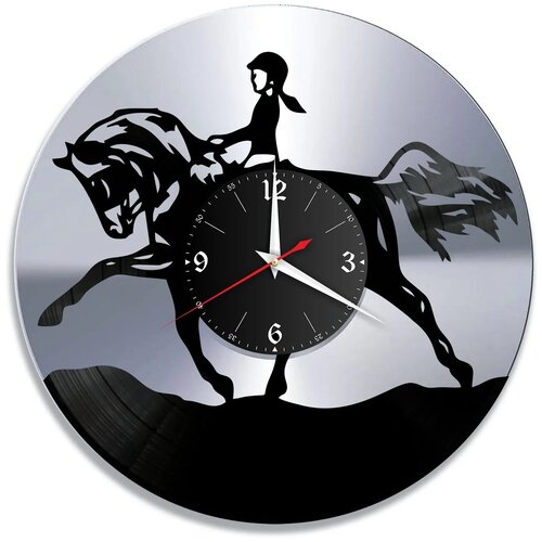 фото Часы настенные "конный спорт, серебро" из винила, №1 redlaser
