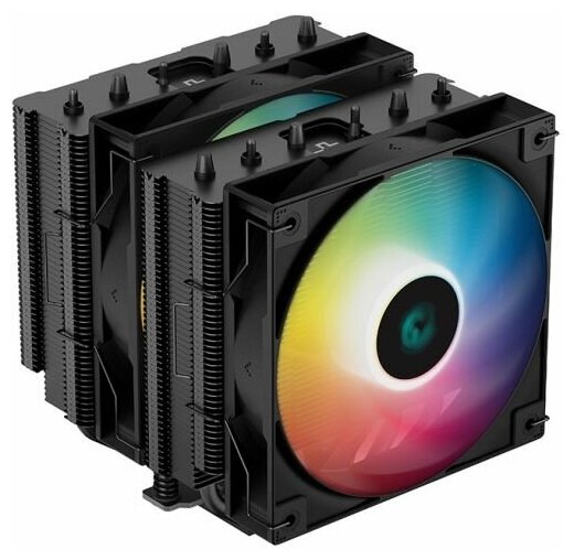 Кулер Deepcool AG620 BK ARGB LGA2066/2011-v3/2011/1700/1200/115x/AM5/AM4 (2*120mm fan, 300-1850rpm, 67.88 CFM, 29.4dBA, 4-pin PWM) RET