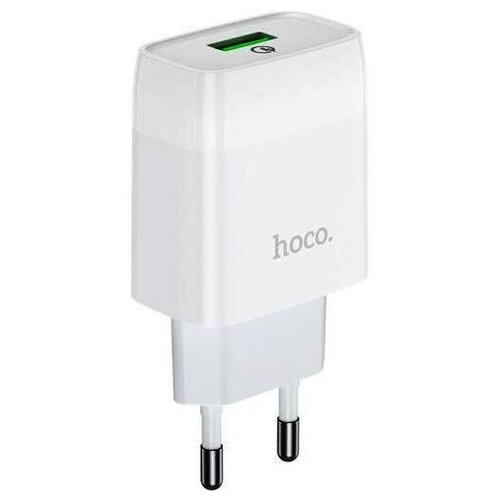 Сетевой адаптер питания Hoco C72Q Glorious White зарядка QuickCharge3.0 18W 1 USB-порт, белый блок питания сетевой 1 usb hoco c72q glorious 2400ma кабель микро usb цв черный