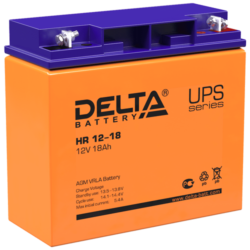 Аккумуляторная батарея DELTA Battery HR 12-18 12В 18 А·ч аккумуляторная батарея delta battery аккумуляторная батарея delta battery hr 12 26 26 а·ч 12в 26 а·ч