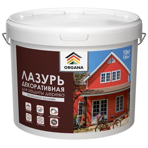 Лазурь декоративная с антисептиком Organa Coloured Varnish, цвет карамель, 10 кг