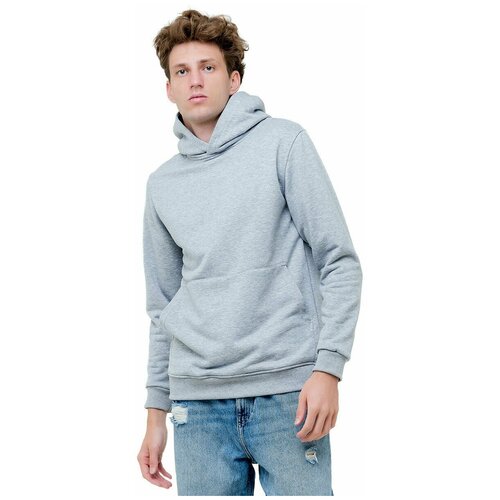 фото Худи с капюшоном и карманом, летний, весенний свитшот, хлопок, белый цвет, размер s anymalls