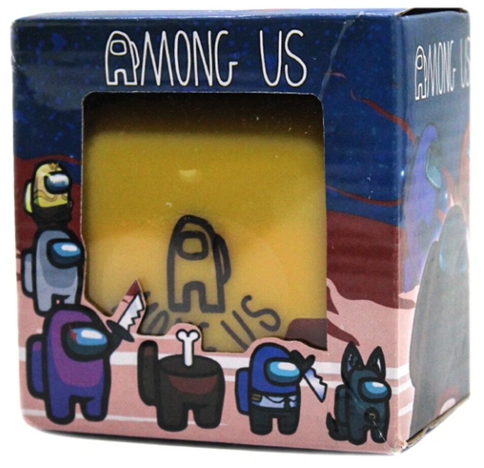 Игрушка-сюрприз "Among Us" в чемоданчике с жёлтой крышкой и синей ручкой + 4 карточки