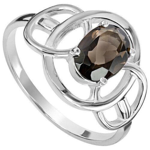 Кольцо Lazurit Online, серебро, 925 проба, раухтопаз, размер 21, коричневый