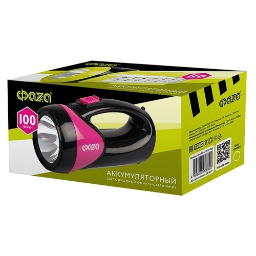 фото Фонарь аккумуляторный светодиодный фаzа accuf8-l1w/l12-bk черный