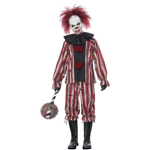 фото Костюм клоун из кошмаров взрослый california costumes xl (50-52) (кофта, брюки, воротник, маска)