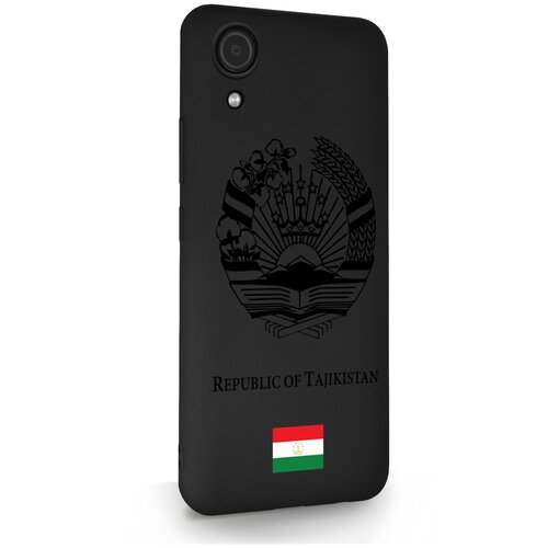Черный силиконовый чехол для Samsung Galaxy A03 Core Черный лаковый Герб Таджикистана для Самсунг Галакси А03 Кор