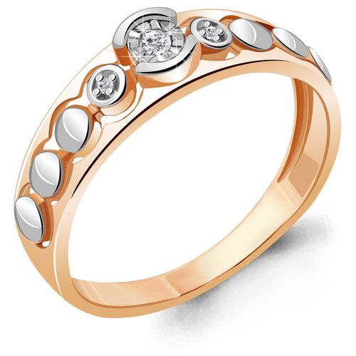 Кольцо AQUAMARINE, золото, 585 проба, бриллиант, размер 16.5