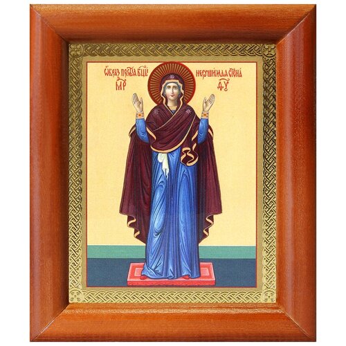 Икона Божией Матери Нерушимая Стена, деревянная рамка 8*9,5 см