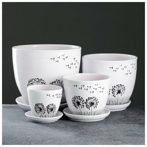 Набор горшков цветочных 4 шт Одуванчик 04 1 25 5 л 3078₽